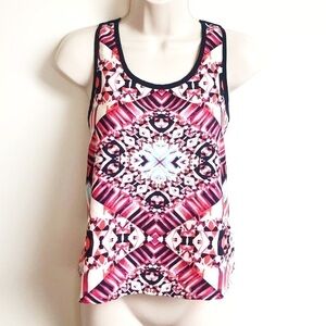 🆕 Gorgeous mosaic racerback tank top pullover scoop neck xs pink black